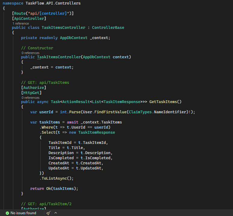 Screenshot of the Task Flow API