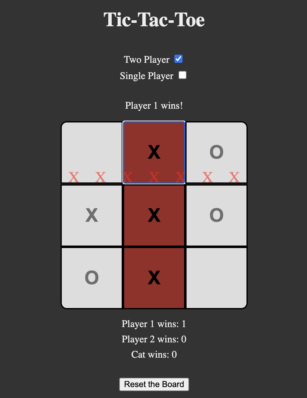picture of tic-tac-toe webpage